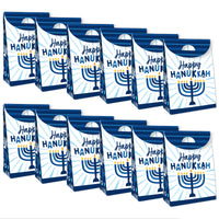 Hanukkah Menorah - Chanukah Holiday Gift Favor Bags - Party Goodie Boxes - Set of 12