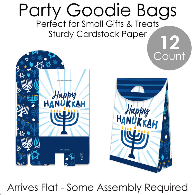 Hanukkah Menorah - Chanukah Holiday Gift Favor Bags - Party Goodie Boxes - Set of 12