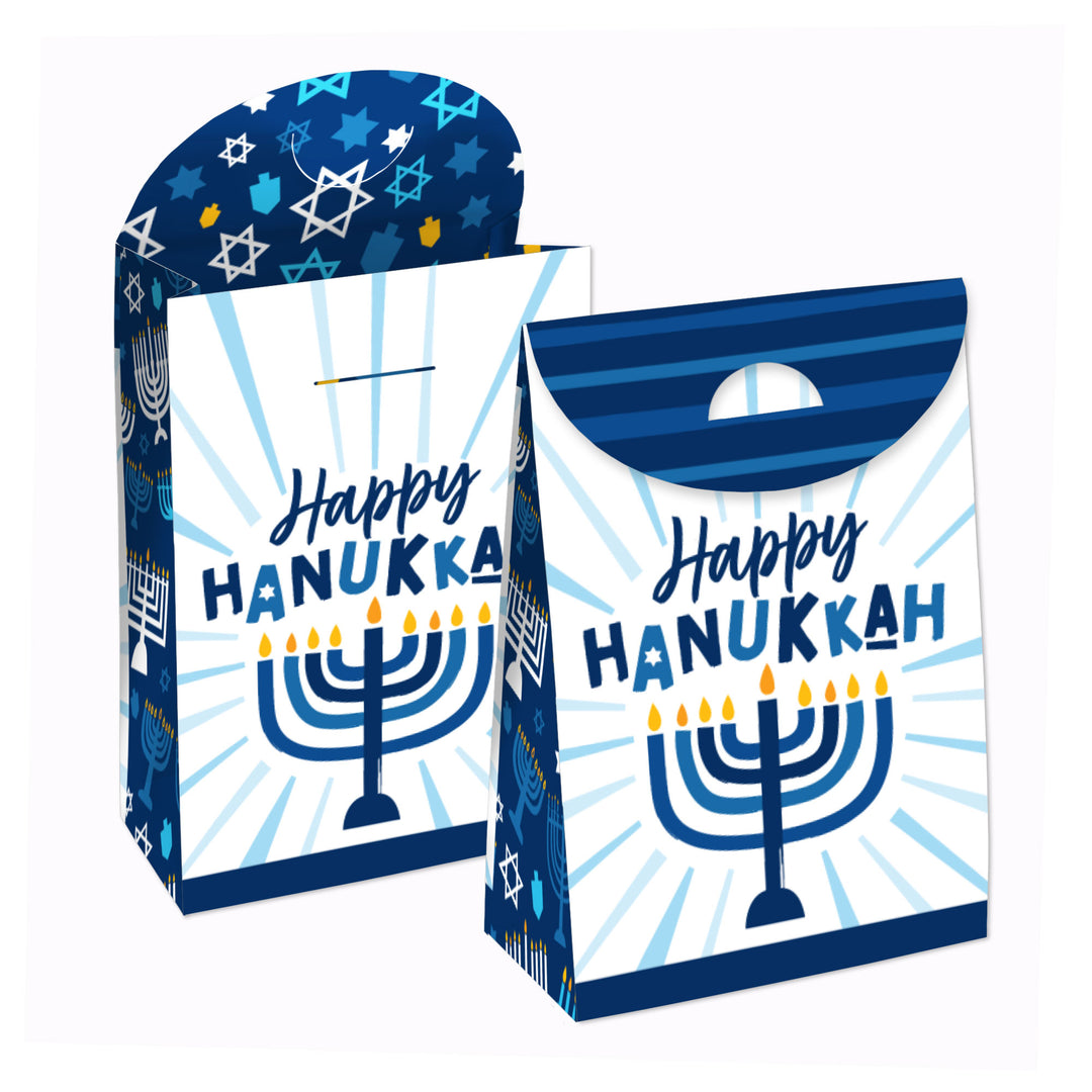 Hanukkah Menorah - Chanukah Holiday Gift Favor Bags - Party Goodie Boxes - Set of 12