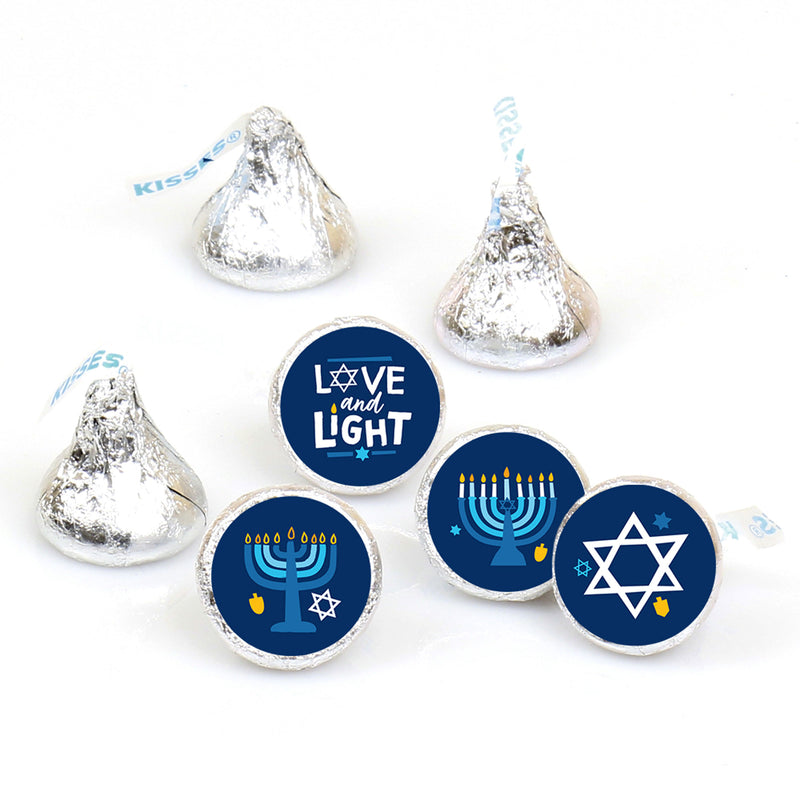 Hanukkah Menorah - Chanukah Holiday Party Round Candy Sticker Favors - Labels Fit Chocolate Candy (1 sheet of 108)