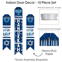 Hanukkah Menorah - Hanging Vertical Paper Door Banners - Chanukah Holiday Party Wall Decoration Kit - Indoor Door Decor