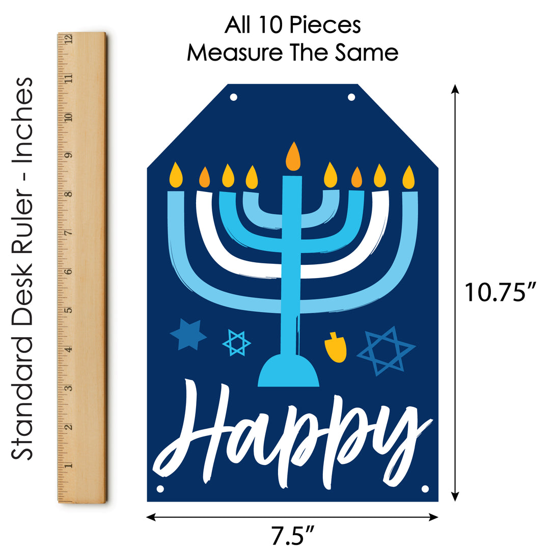 Hanukkah Menorah - Hanging Vertical Paper Door Banners - Chanukah Holiday Party Wall Decoration Kit - Indoor Door Decor