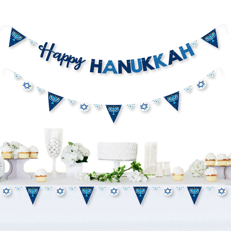 Hanukkah Menorah - Chanukah Holiday Party Letter Banner Decoration - 36 Banner Cutouts and Happy Hanukkah Banner Letters