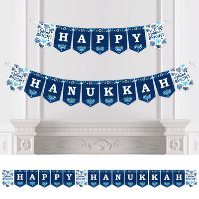 Hanukkah Menorah - Chanukah Holiday Party Bunting Banner - Party Decorations - Happy Hanukkah