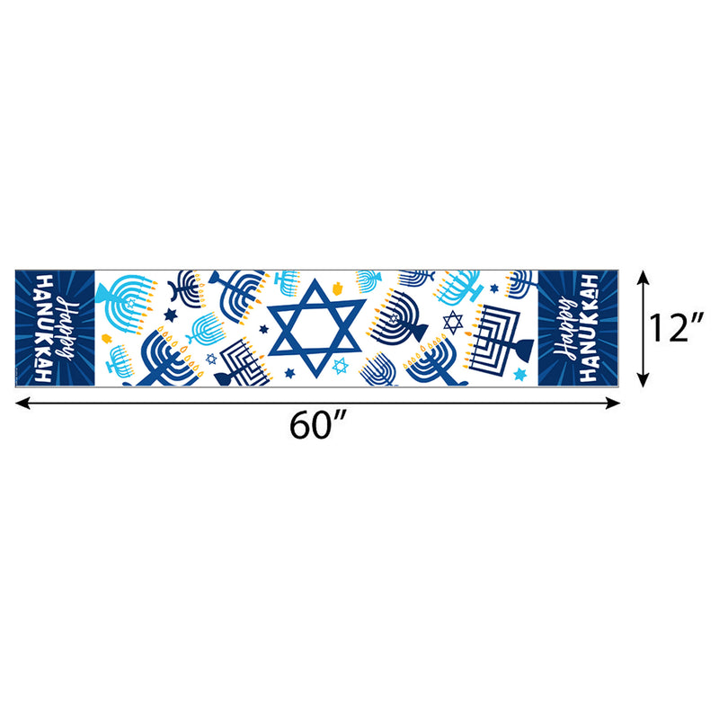 Hanukkah Menorah - Petite Chanukah Holiday Party Paper Table Runner - 12 x 60 inches