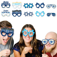 Hanukkah Menorah Glasses - Paper Card Stock Chanukah Holiday Party Photo Booth Props Kit - 10 Count