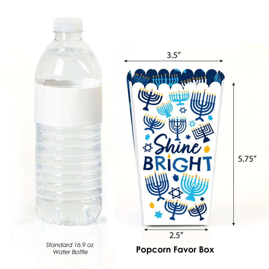 Hanukkah Menorah - Chanukah Holiday Party Favor Popcorn Treat Boxes - Set of 12