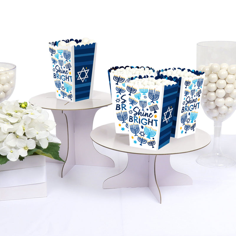 Hanukkah Menorah - Chanukah Holiday Party Favor Popcorn Treat Boxes - Set of 12