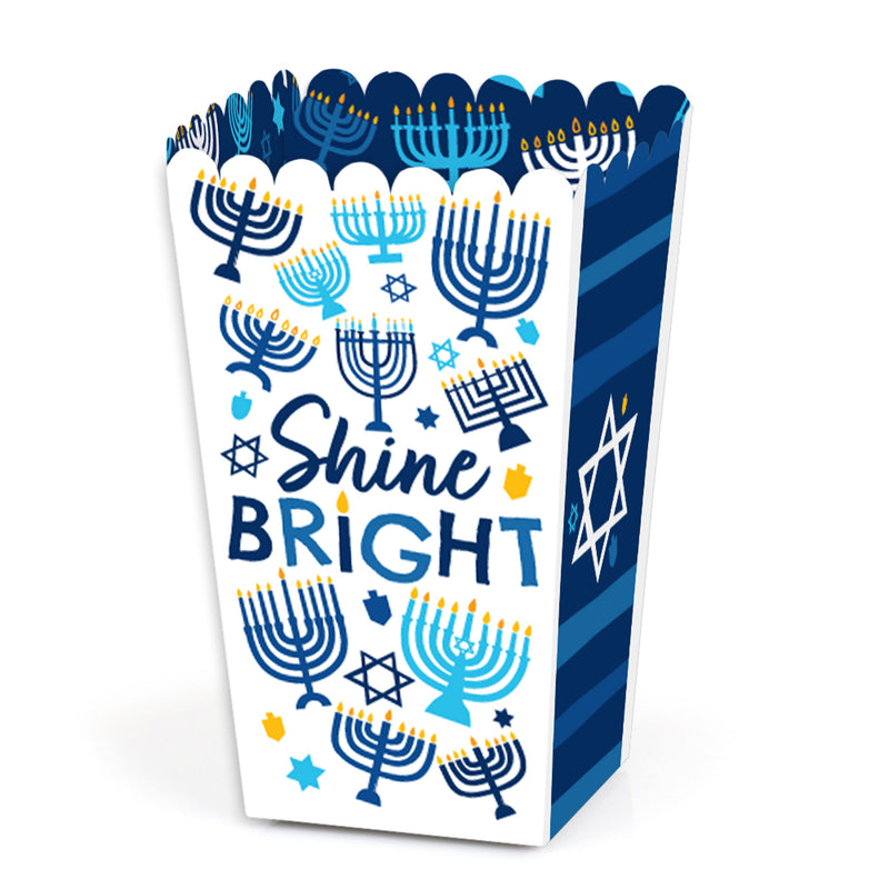 Hanukkah Menorah - Chanukah Holiday Party Favor Popcorn Treat Boxes - Set of 12