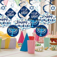 Hanukkah Menorah - Chanukah Holiday Party Hanging Decor - Party Decoration Swirls - Set of 40