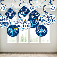 Hanukkah Menorah - Chanukah Holiday Party Hanging Decor - Party Decoration Swirls - Set of 40