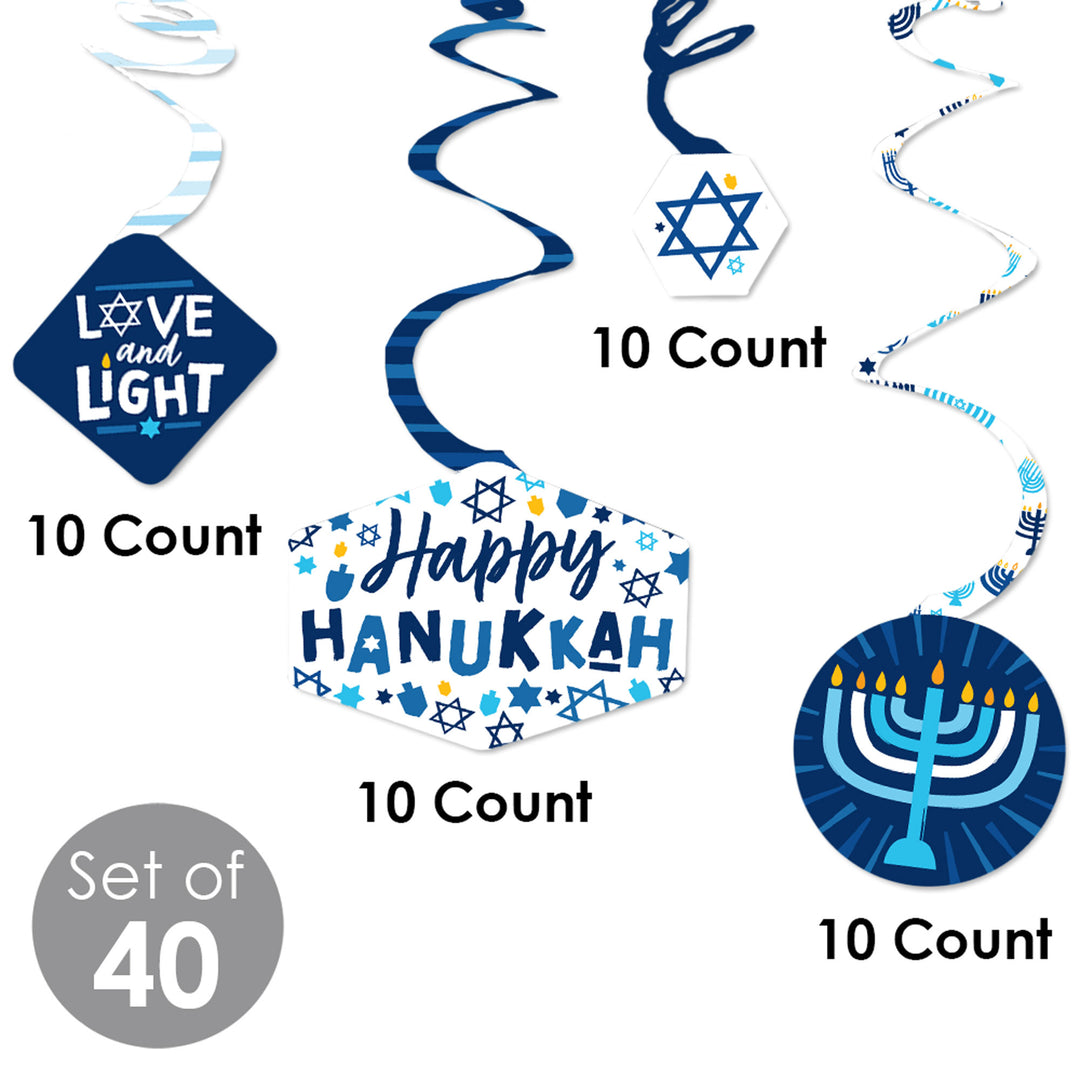 Hanukkah Menorah - Chanukah Holiday Party Hanging Decor - Party Decoration Swirls - Set of 40