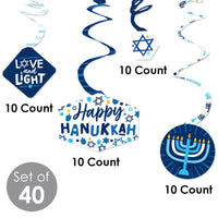 Hanukkah Menorah - Chanukah Holiday Party Hanging Decor - Party Decoration Swirls - Set of 40