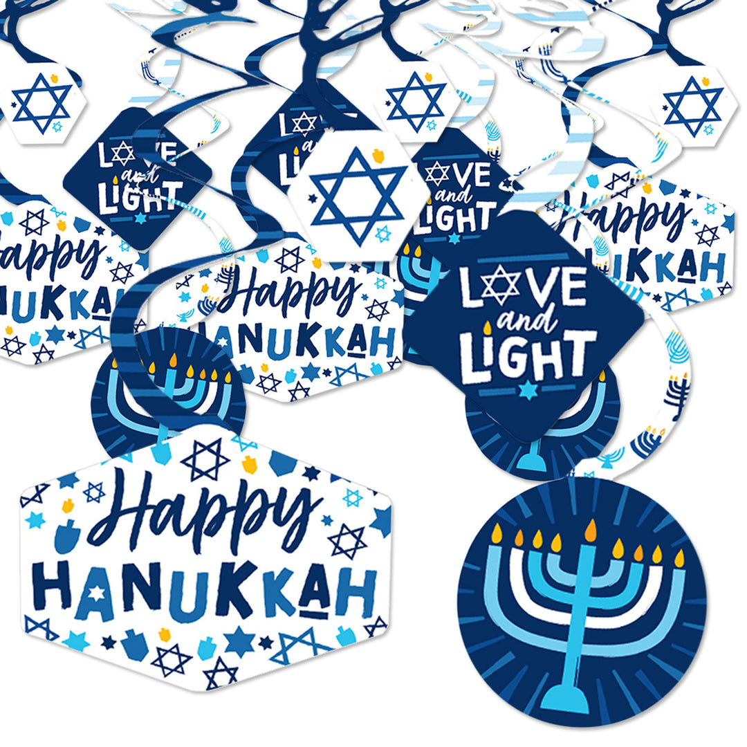 Hanukkah Menorah - Chanukah Holiday Party Hanging Decor - Party Decoration Swirls - Set of 40