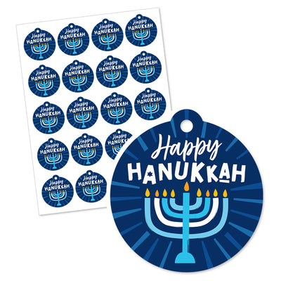 Hanukkah Menorah - Chanukah Holiday Party To and From Favor Gift Tags (Set of 20)