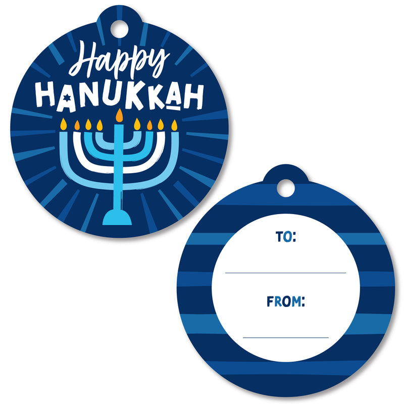 Hanukkah Menorah - Chanukah Holiday Party To and From Favor Gift Tags (Set of 20)