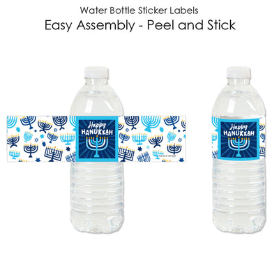 Hanukkah Menorah - Chanukah Holiday Party Water Bottle Sticker Labels - Set of 20