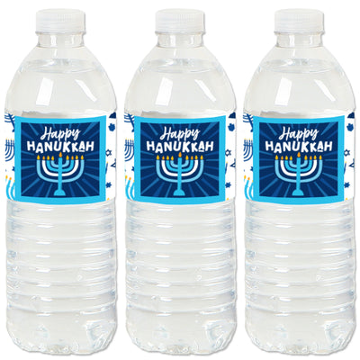 Hanukkah Menorah - Chanukah Holiday Party Water Bottle Sticker Labels - Set of 20