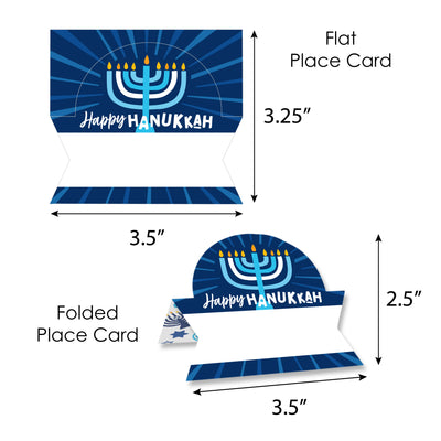 Hanukkah Menorah - Chanukah Holiday Party Tent Buffet Card - Table Setting Name Place Cards - Set of 24