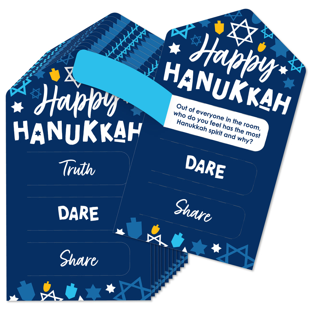 Hanukkah Menorah - Chanukah Holiday Party Game Pickle Cards - Truth, Dare, Share Pull Tabs - Set of 12
