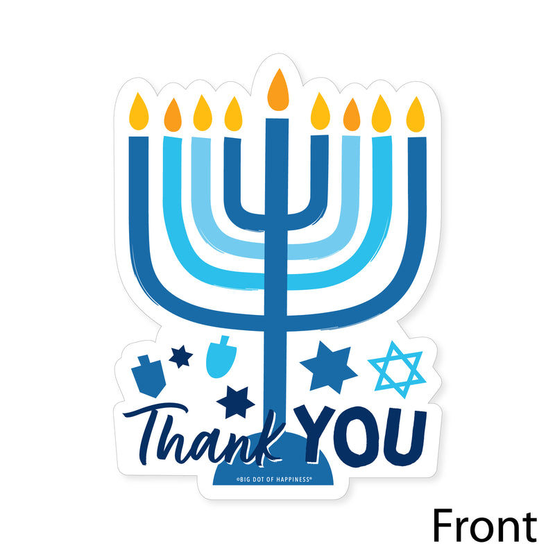 Hanukkah Menorah - Shaped Thank You Cards - Chanukah Holiday Party Thank You Note Cards with Envelopes - Set of 12