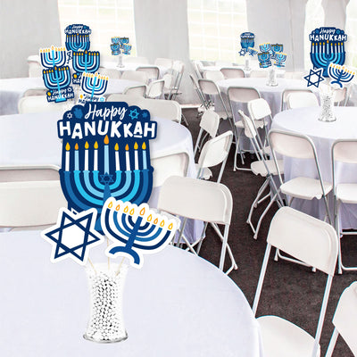 Hanukkah Menorah - Chanukah Holiday Party Centerpiece Sticks - Showstopper Table Toppers - 35 Pieces