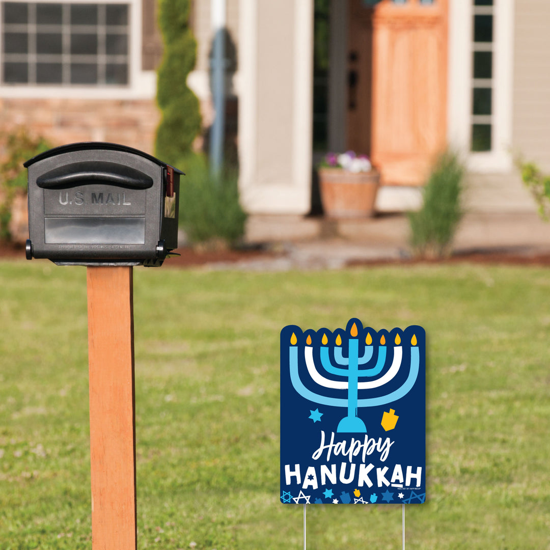 Hanukkah Menorah - Outdoor Lawn Sign - Chanukah Holiday Party Yard Sign - 1 Piece