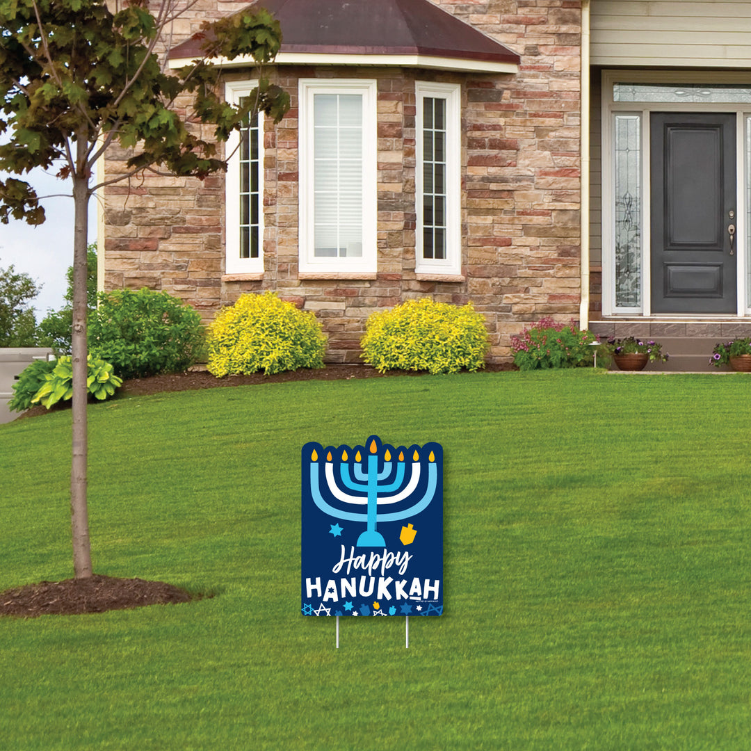 Hanukkah Menorah - Outdoor Lawn Sign - Chanukah Holiday Party Yard Sign - 1 Piece