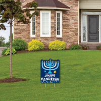 Hanukkah Menorah - Outdoor Lawn Sign - Chanukah Holiday Party Yard Sign - 1 Piece