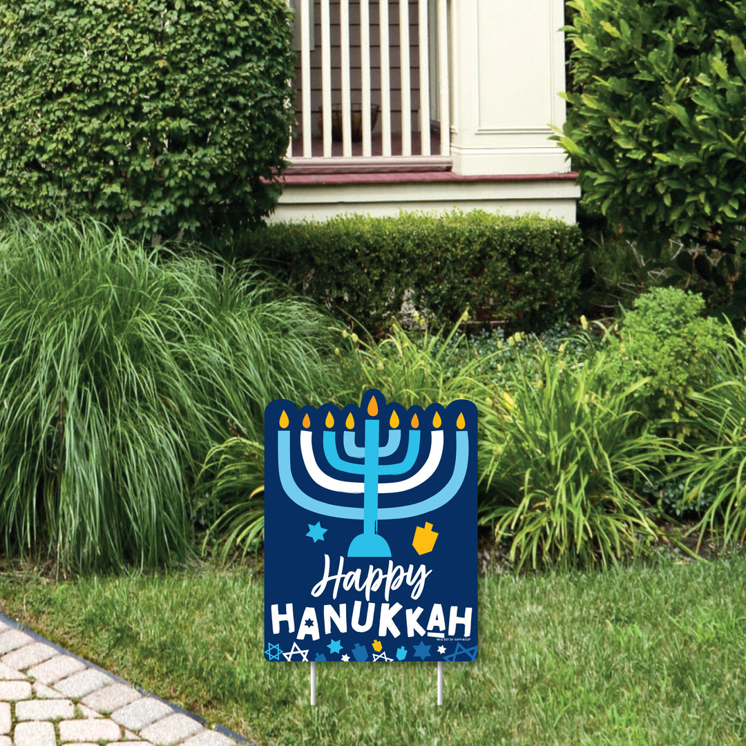 Hanukkah Menorah - Outdoor Lawn Sign - Chanukah Holiday Party Yard Sign - 1 Piece