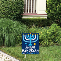 Hanukkah Menorah - Outdoor Lawn Sign - Chanukah Holiday Party Yard Sign - 1 Piece