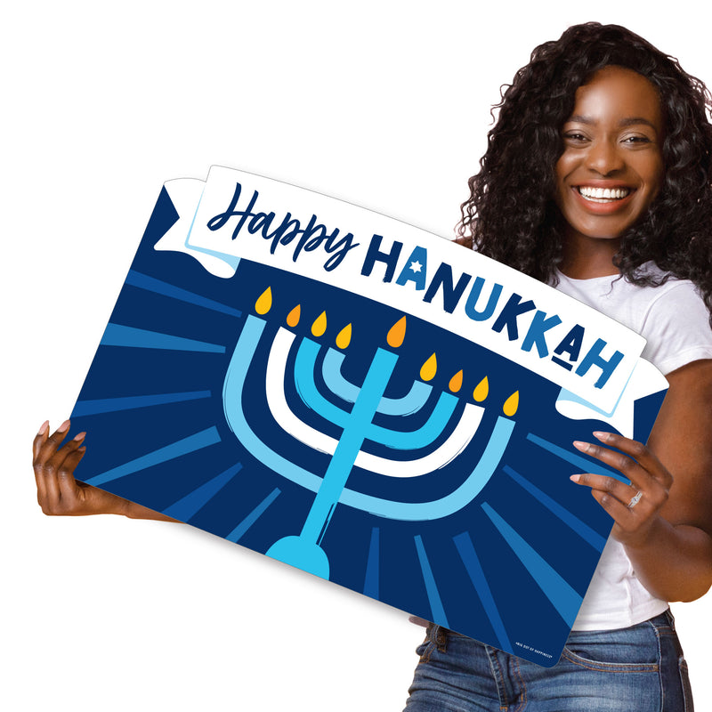 Hanukkah Menorah - Chanukah Holiday Party Yard Sign Lawn Decorations - Happy Hanukkah Party Yardy Sign