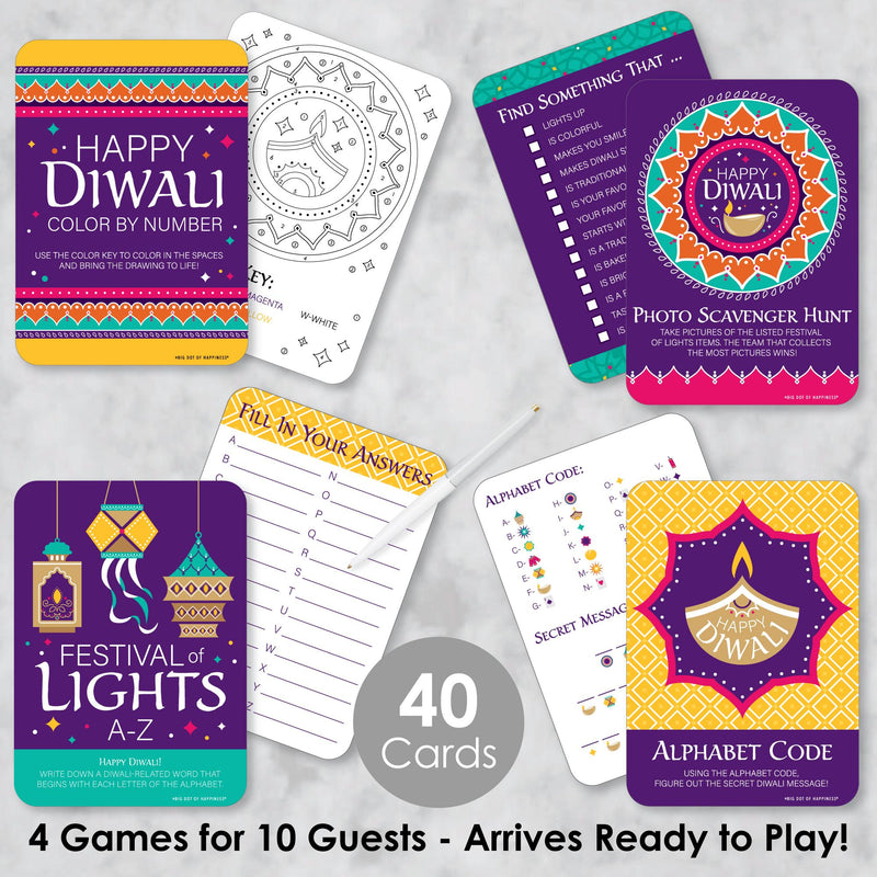 Happy Diwali - 4 Festival of Lights Party Games - 10 Cards Each - Gamerific Bundle