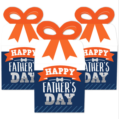 Happy Father's Day - Square Favor Gift Boxes - We Love Dad Party Bow Boxes - Set of 12