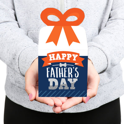 Happy Father's Day - Square Favor Gift Boxes - We Love Dad Party Bow Boxes - Set of 12