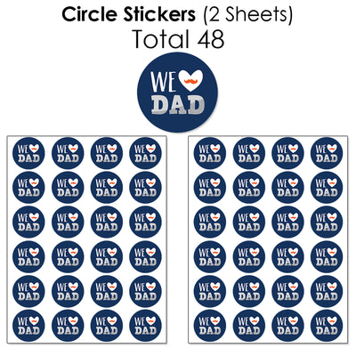 Happy Father's Day - Mini Candy Bar Wrappers, Round Candy Stickers and Circle Stickers - We Love Dad Party Candy Favor Sticker Kit - 304 Pieces