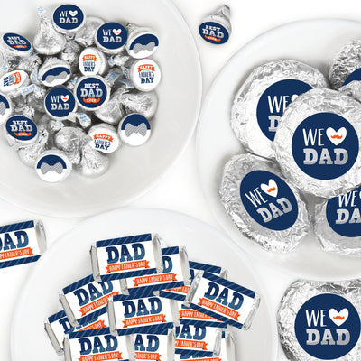 Happy Father's Day - Mini Candy Bar Wrappers, Round Candy Stickers and Circle Stickers - We Love Dad Party Candy Favor Sticker Kit - 304 Pieces