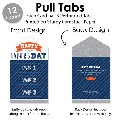 Happy Father's Day - We Love Dad Party Game Pickle Cards - Kids Coupon Pull Tabs - Set of 12