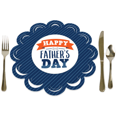 Happy Father's Day - We Love Dad Party Round Table Decorations - Paper Chargers - Place Setting For 12