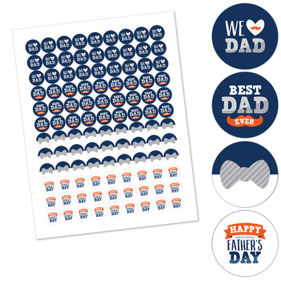 Happy Father's Day - We Love Dad Party Round Candy Sticker Favors - Labels Fit Chocolate Candy (1 sheet of 108)