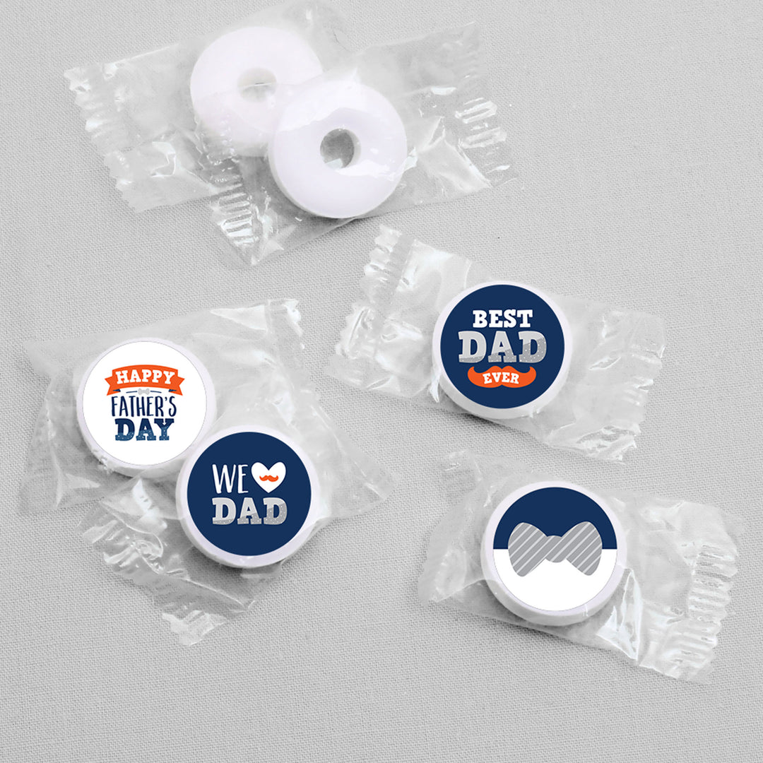 Happy Father's Day - We Love Dad Party Round Candy Sticker Favors - Labels Fit Chocolate Candy (1 sheet of 108)
