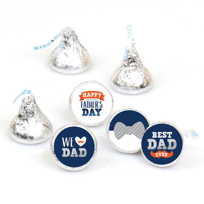 Happy Father's Day - We Love Dad Party Round Candy Sticker Favors - Labels Fit Chocolate Candy (1 sheet of 108)