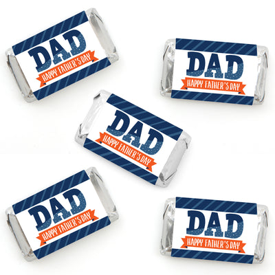Happy Father's Day - Mini Candy Bar Wrapper Stickers - We Love Dad Party Small Favors - 40 Count