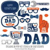 Happy Father's Day - We Love Dad Party Photo Booth Props Kit - 20 Count