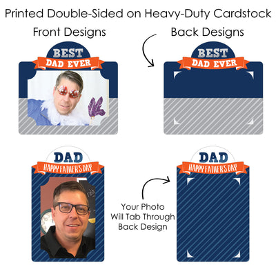 Happy Father's Day - We Love Dad Party Picture Centerpiece Sticks - Photo Table Toppers - 15 Pieces