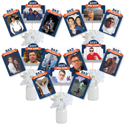 Happy Father's Day - We Love Dad Party Picture Centerpiece Sticks - Photo Table Toppers - 15 Pieces