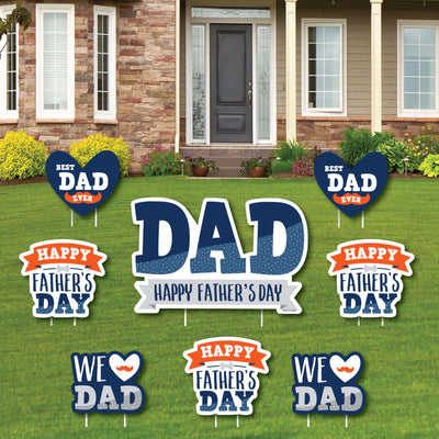 Happy Father's Day - Yard Sign and Outdoor Lawn Decorations - We Love Dad Party Yard Signs - Set of 8