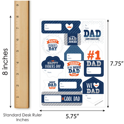 Happy Father's Day - Assorted We Love Dad Party Gift Tag Labels - To and From Stickers - 12 Sheets - 120 Stickers