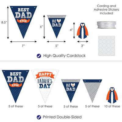Happy Father's Day - DIY We Love Dad Party Pennant Garland Decoration - Triangle Banner - 30 Pieces