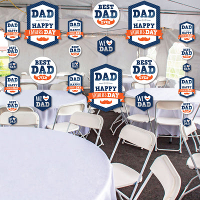 Happy Father's Day - We Love Dad Party DIY Dangler Backdrop - Hanging Vertical Decorations - 30 Pieces